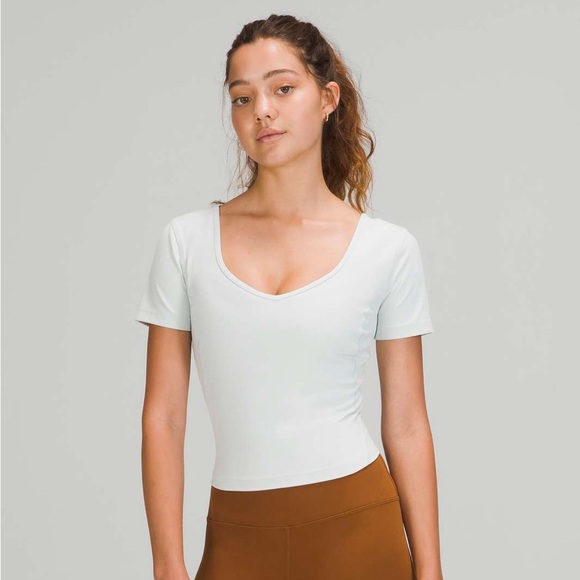 Lululemon Align T-Shirt Ocean Air Light Blue Cropped Tee Size 2 - Picture 1 of 8